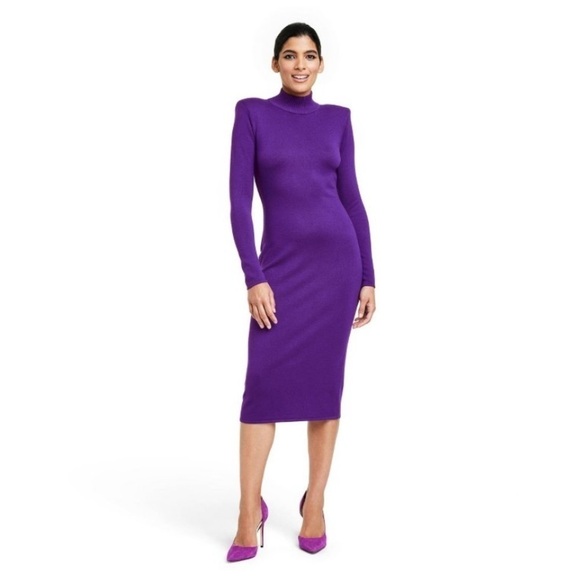 Sergio Hudson X Target  Strong Shoulder Sweater Dress - Purple - Nwt - Picture 5 of 11
